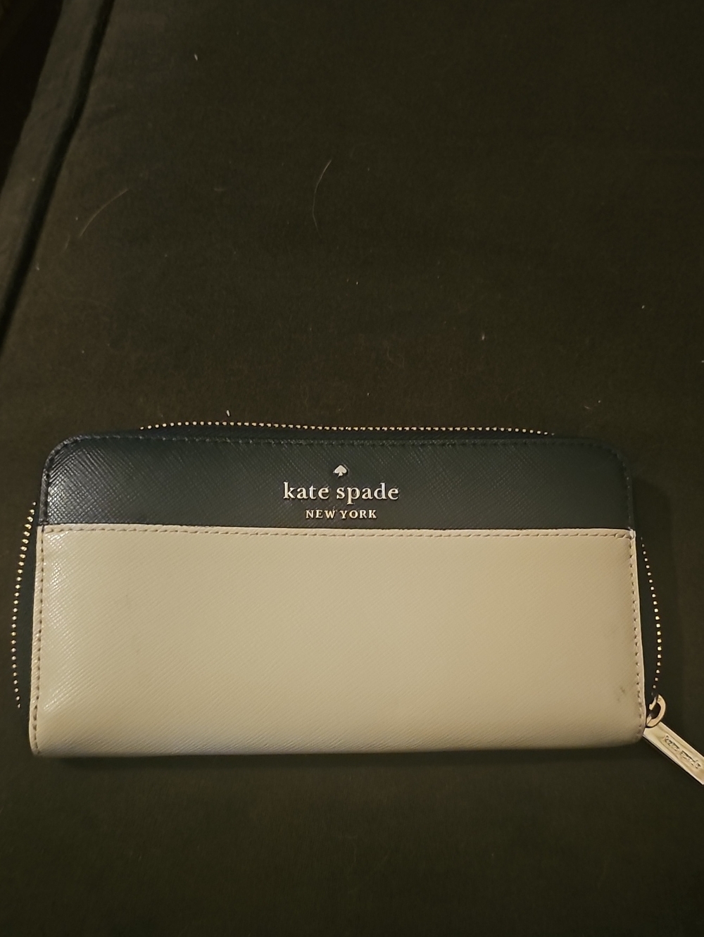 kate spade Two-Tone Zip Wallet in Black and Cream